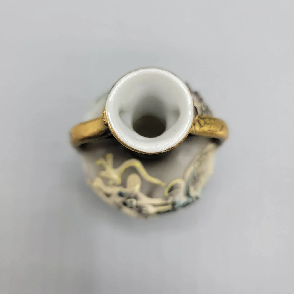 Vtg Dragonware Moriage Japanese Hand Painted Mini Vase Japan Dragon Gold Accent